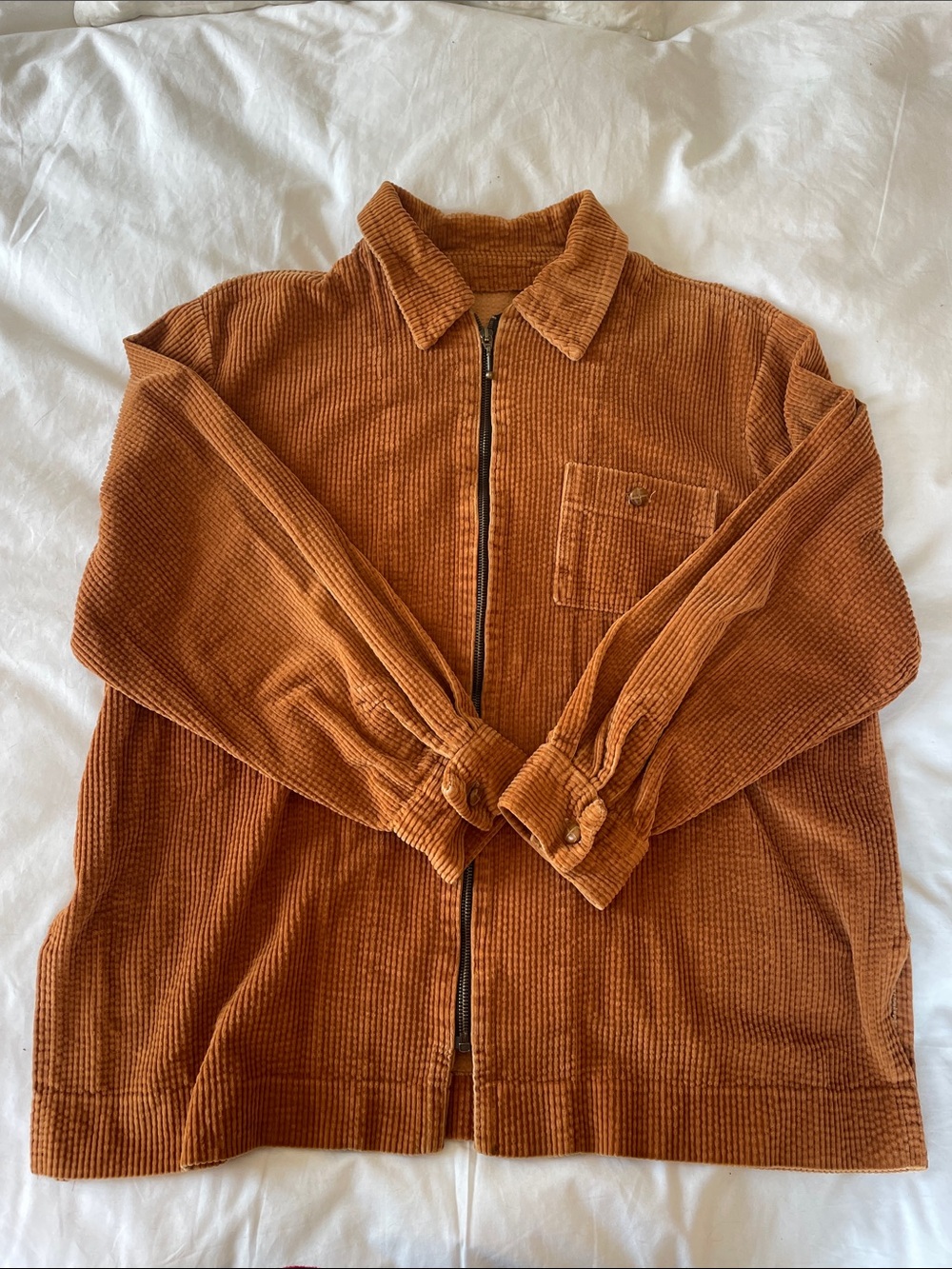 Vintage Rust Corduroy Zip-Up Jacket